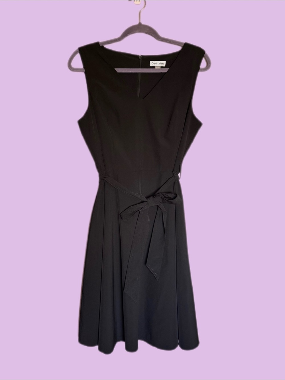 Calvin Klein Black Sleeveless Tie-Waist Midi Dress